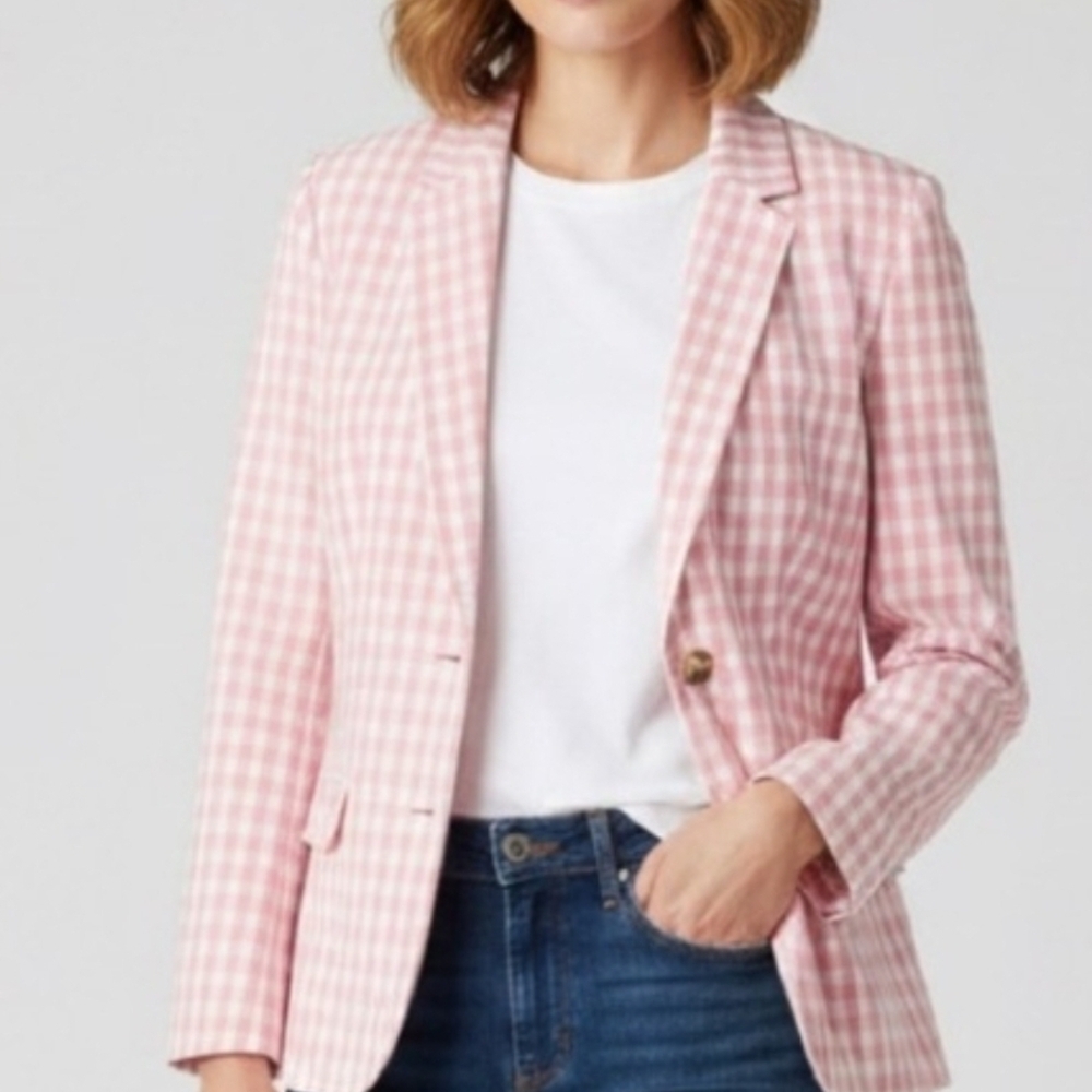 Womens Talbots Pink Gingham Check Blazer - Picture 8 of 10
